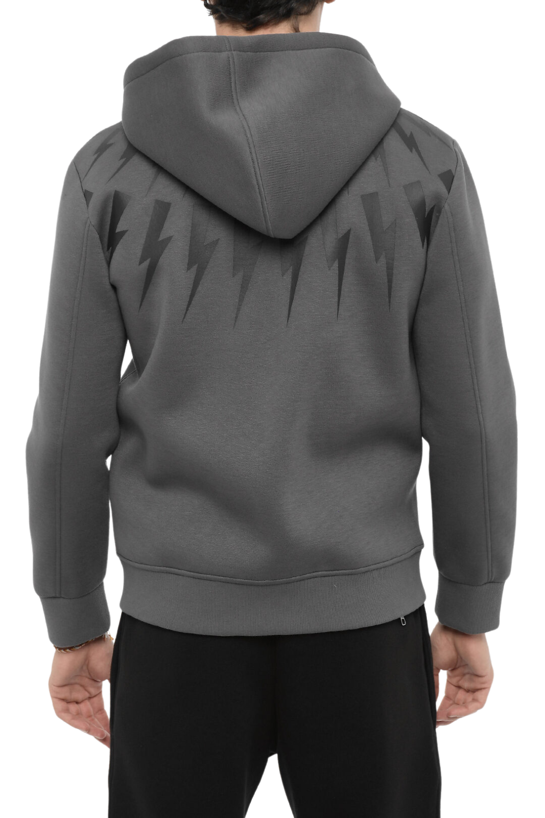 Neil Barrett Slim Fit Grey Hoodie with Frontal Closure