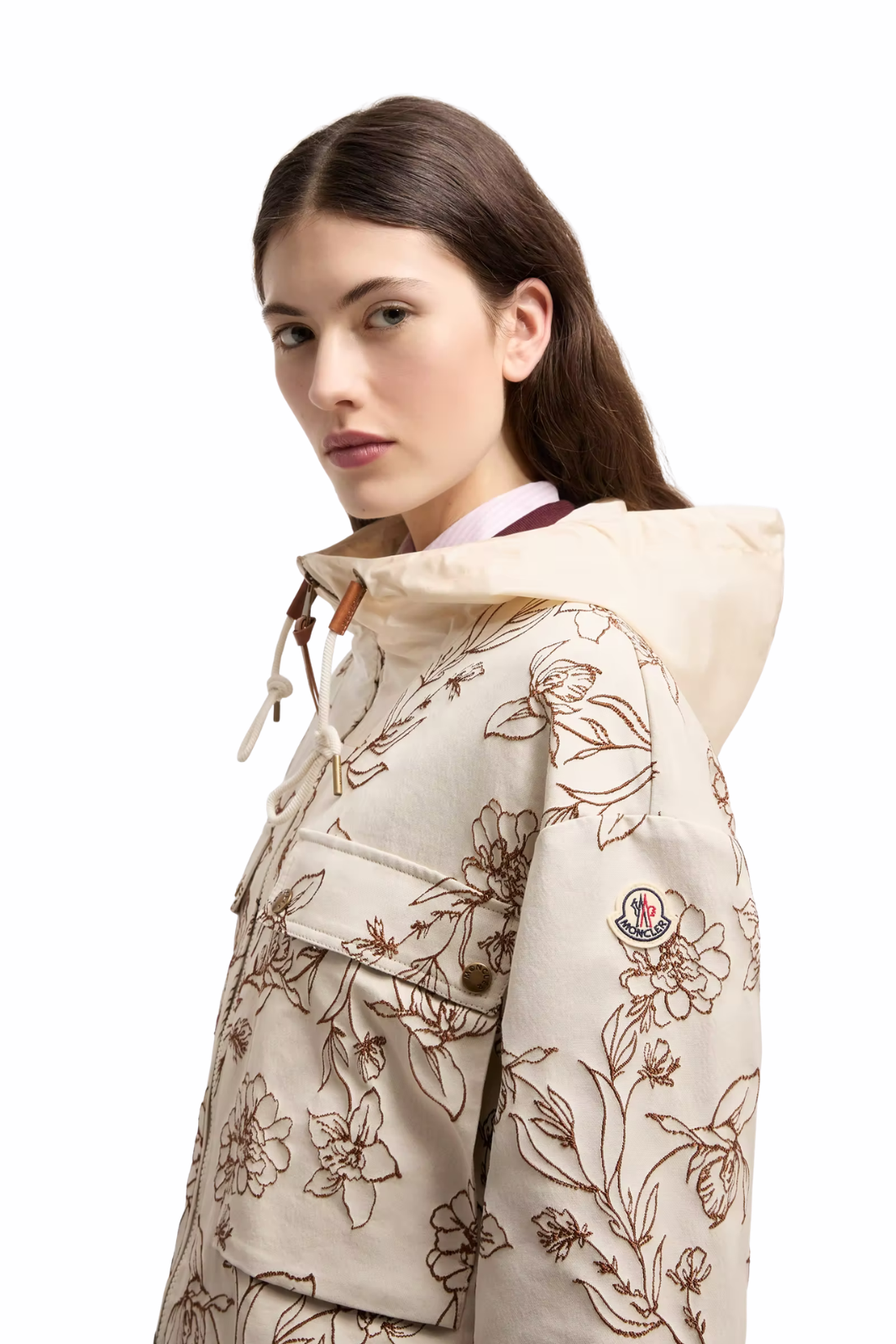 Moncler Nepeta Hooded Floral Print Women Jacket