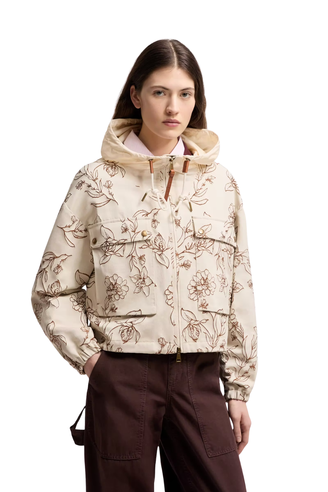 Moncler Nepeta Hooded Floral Print Women Jacket