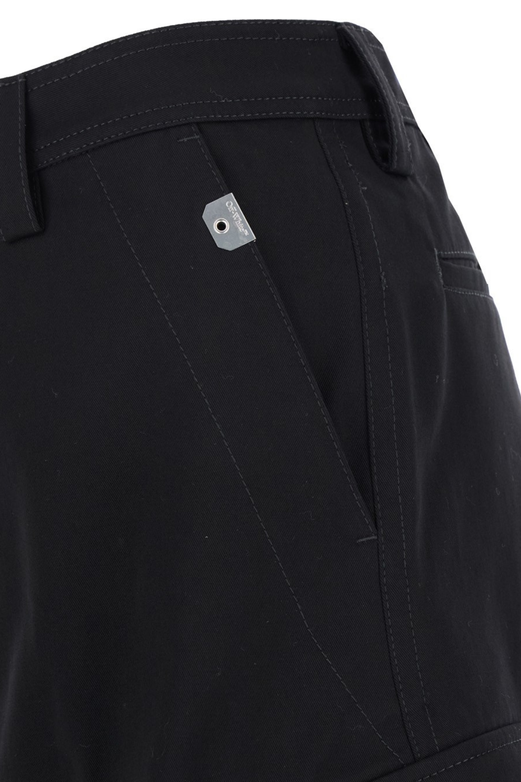 Off-White Black Cargo Shorts with Belt Loops in Cotton Man