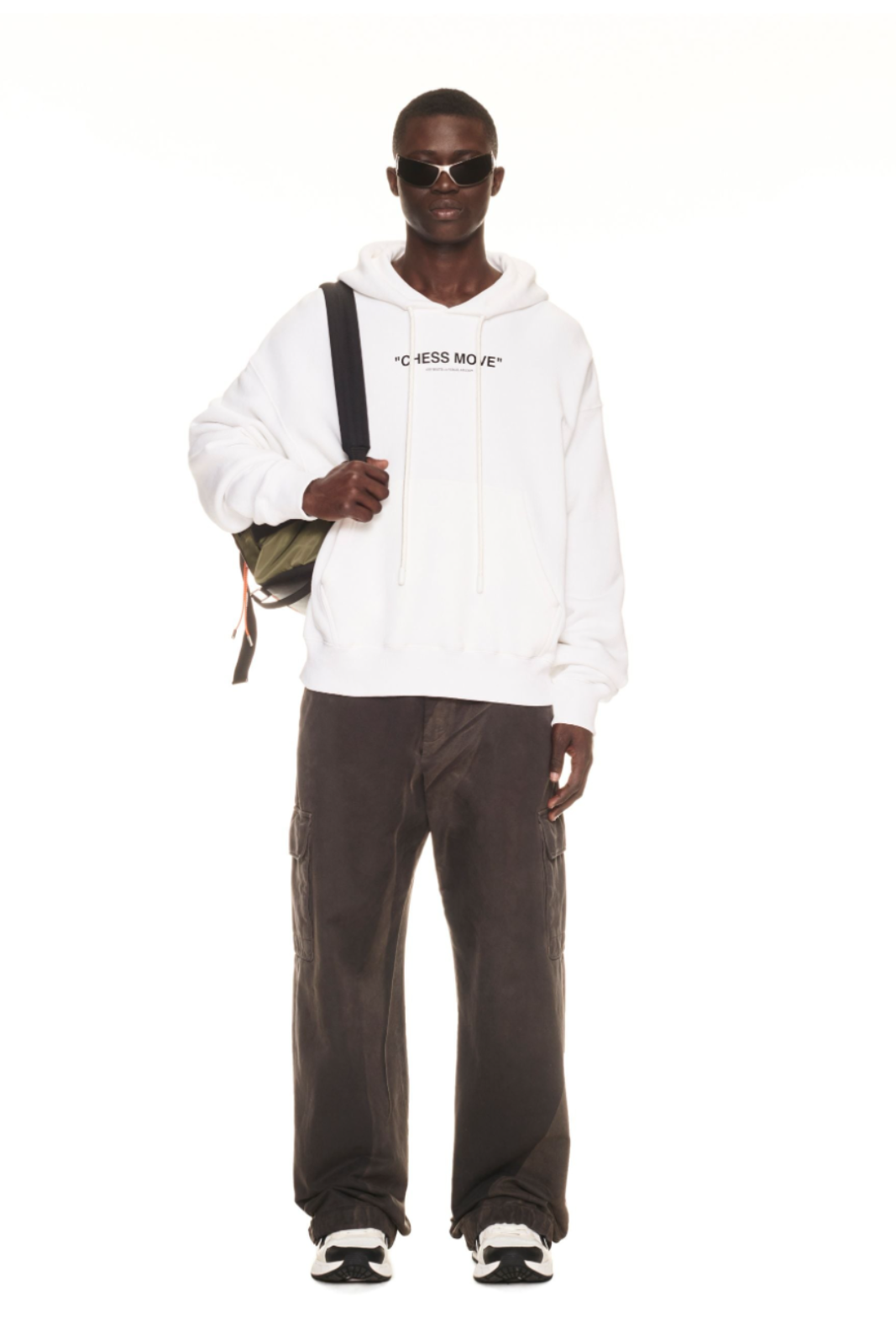 Off-White chess move slogan-print cotton hoodie White