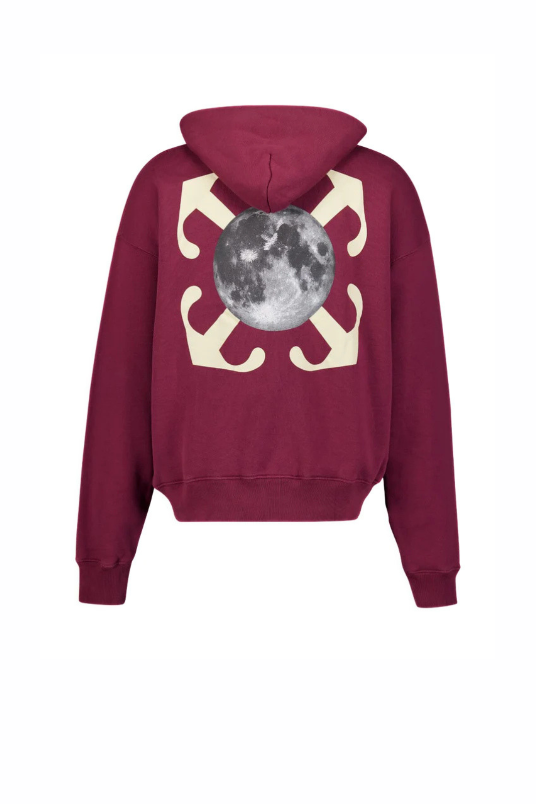 Off-White Moon Arrow Cotton Hoodie Burgundy