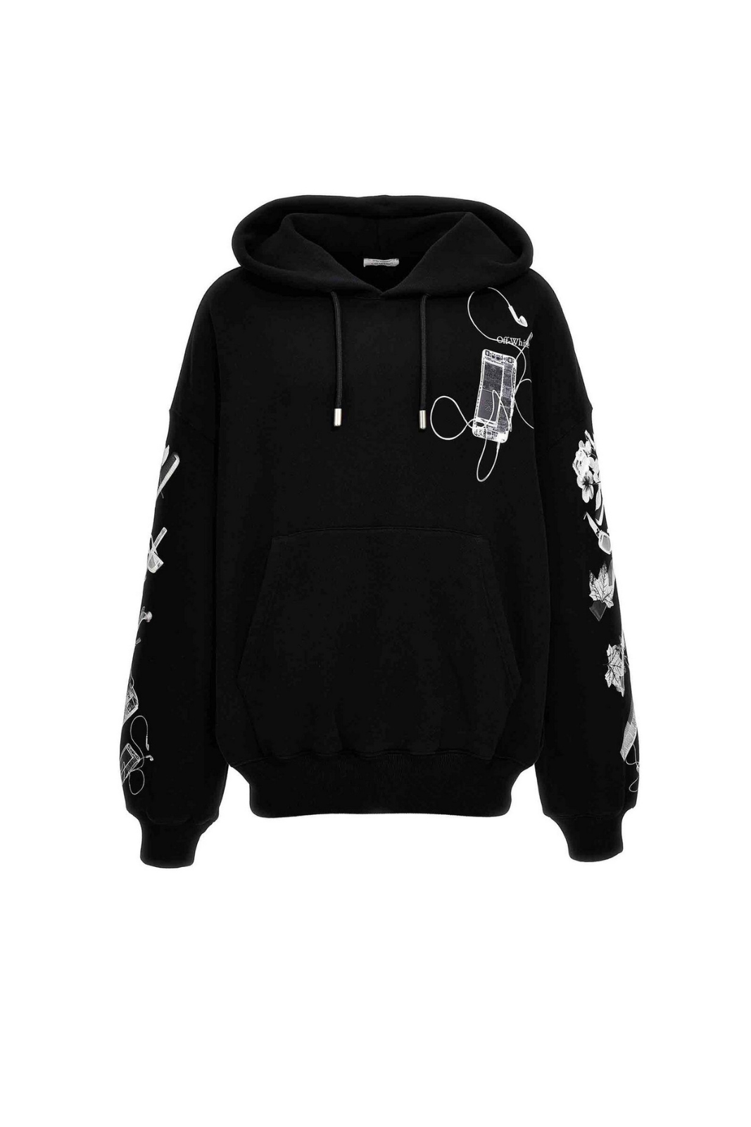 Off-White Scan Arrow Cotton Black Oversized Hoodie for men
