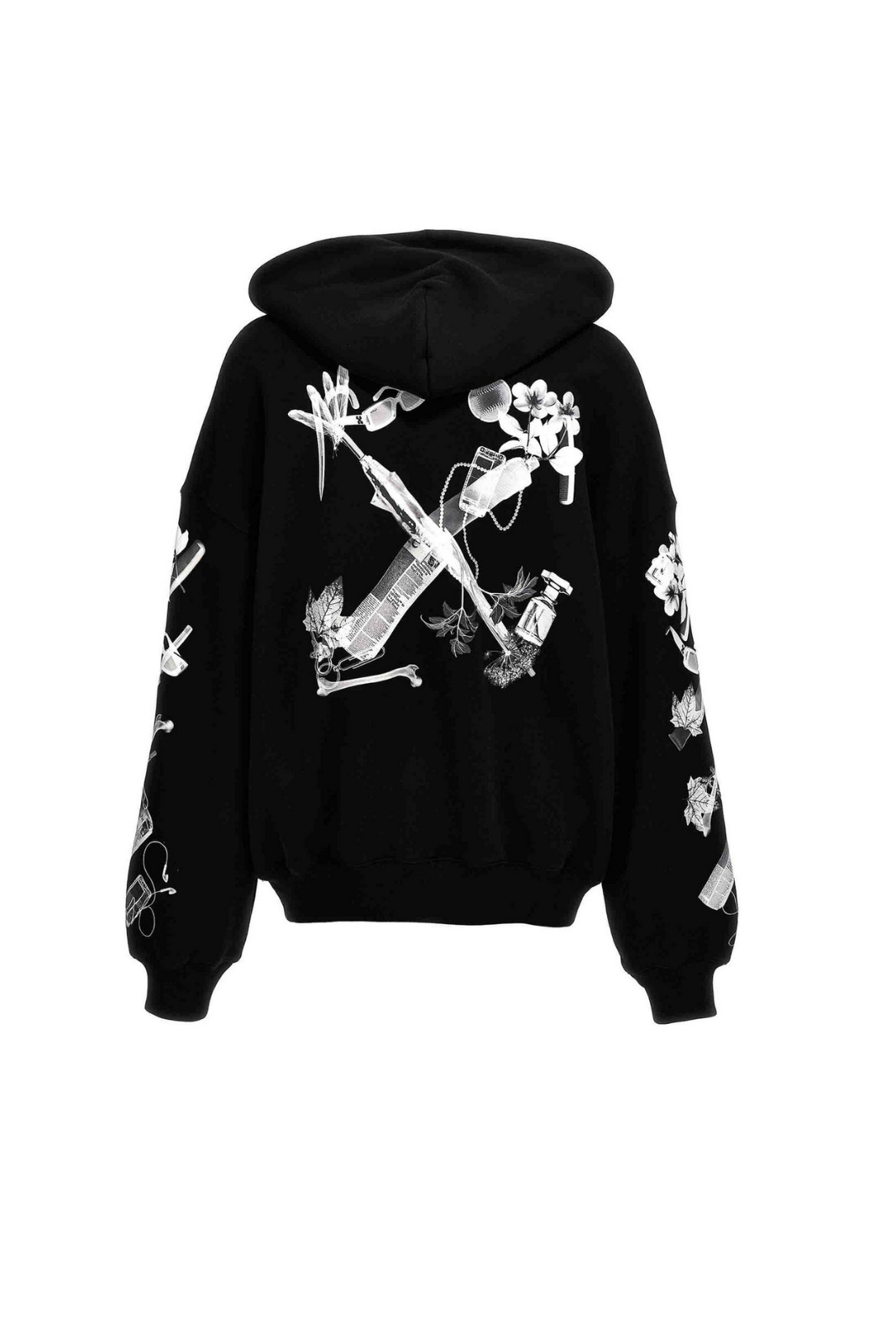 Off-White Scan Arrow Cotton Black Oversized Hoodie for men