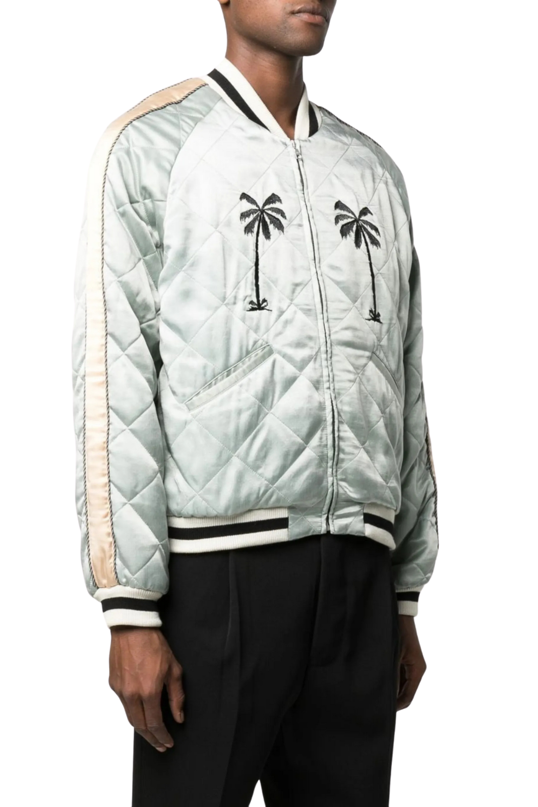 Palm Angels embroidered-motif quilted jacket for men