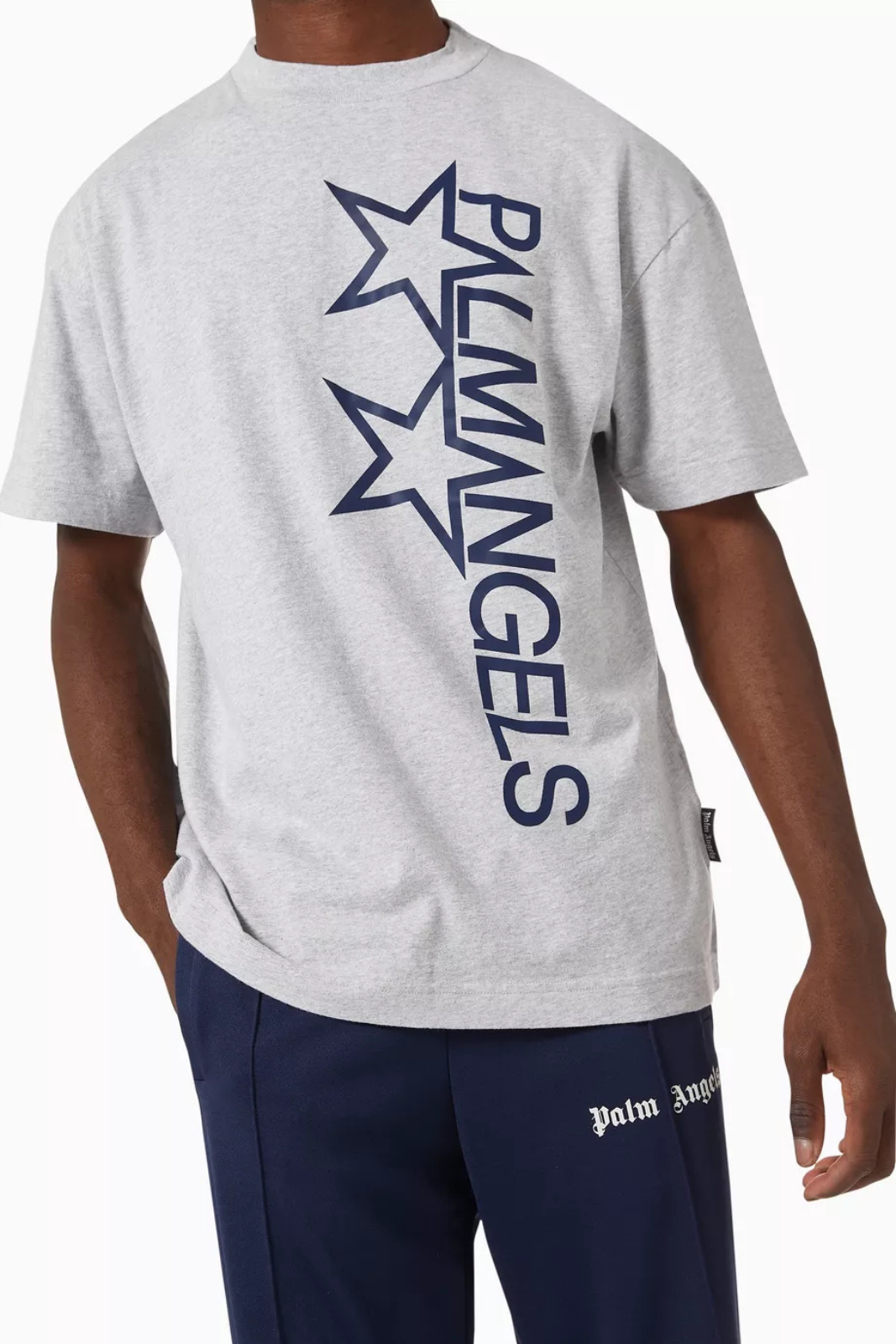 Palm Angels Grey Vertical Racing Star T-Shirt