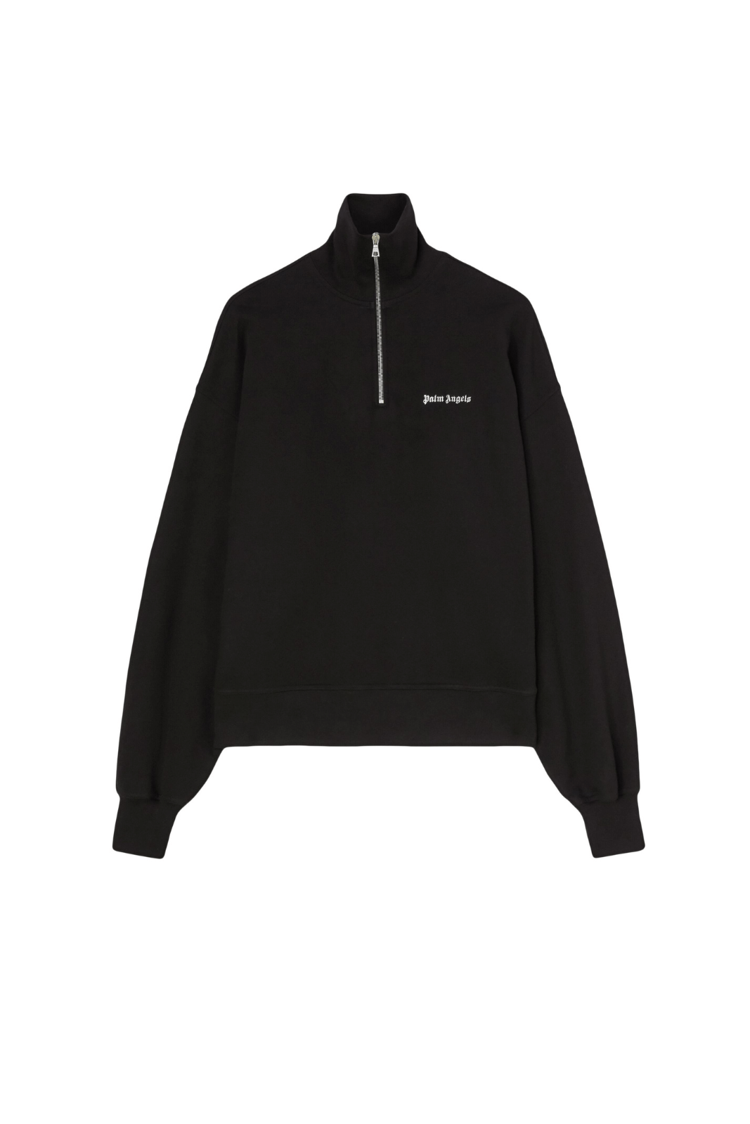 Palm Angels logo-embroidered half-zip black sweatshirt for men
