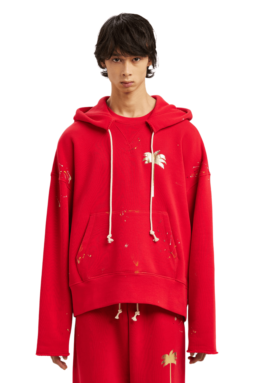 Palm Angels Palm Painted Red Hoodie for men