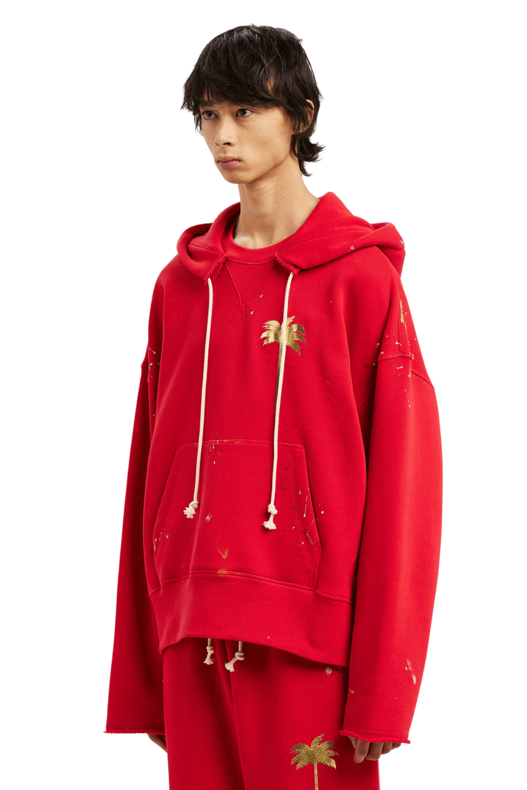 Palm Angels Palm Painted Red Hoodie for men