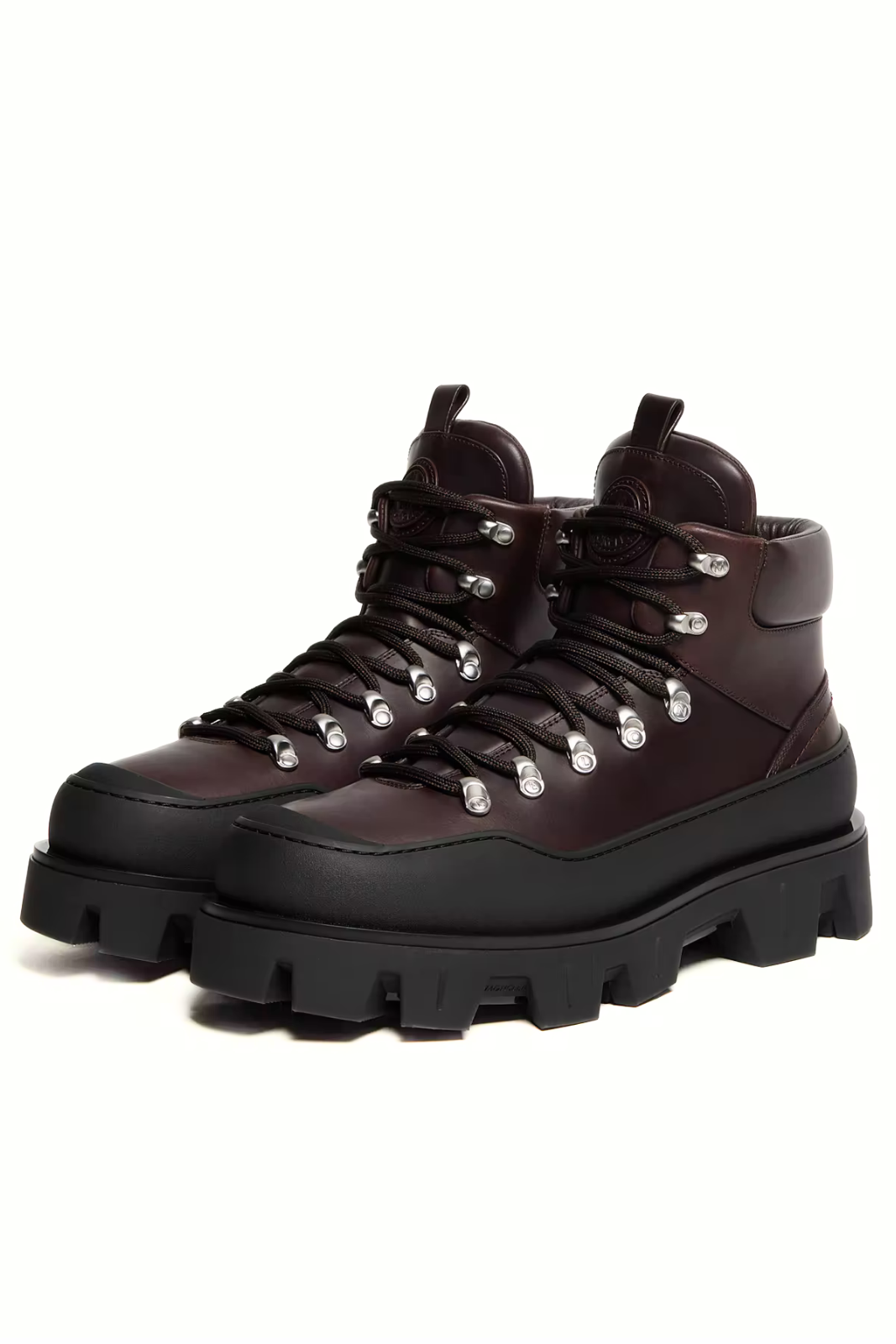Moncler Peak Trek Leather Ankle Boots Brown
