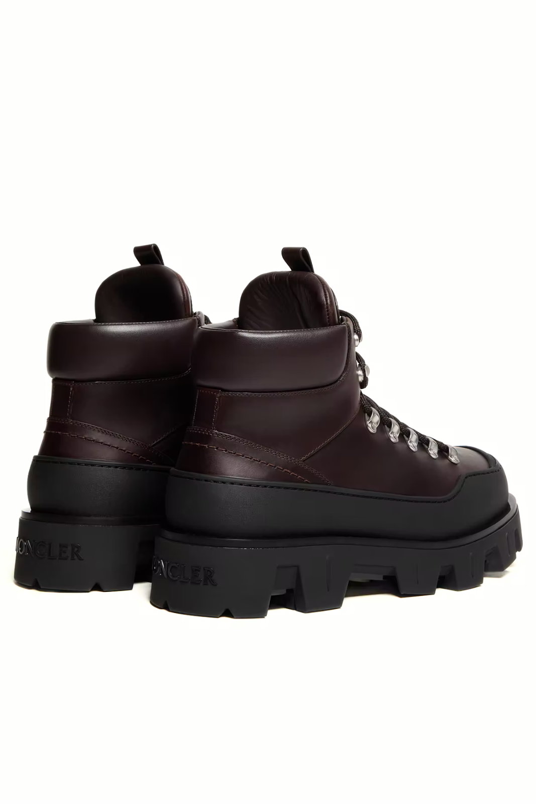 Moncler Peak Trek Leather Ankle Boots Brown