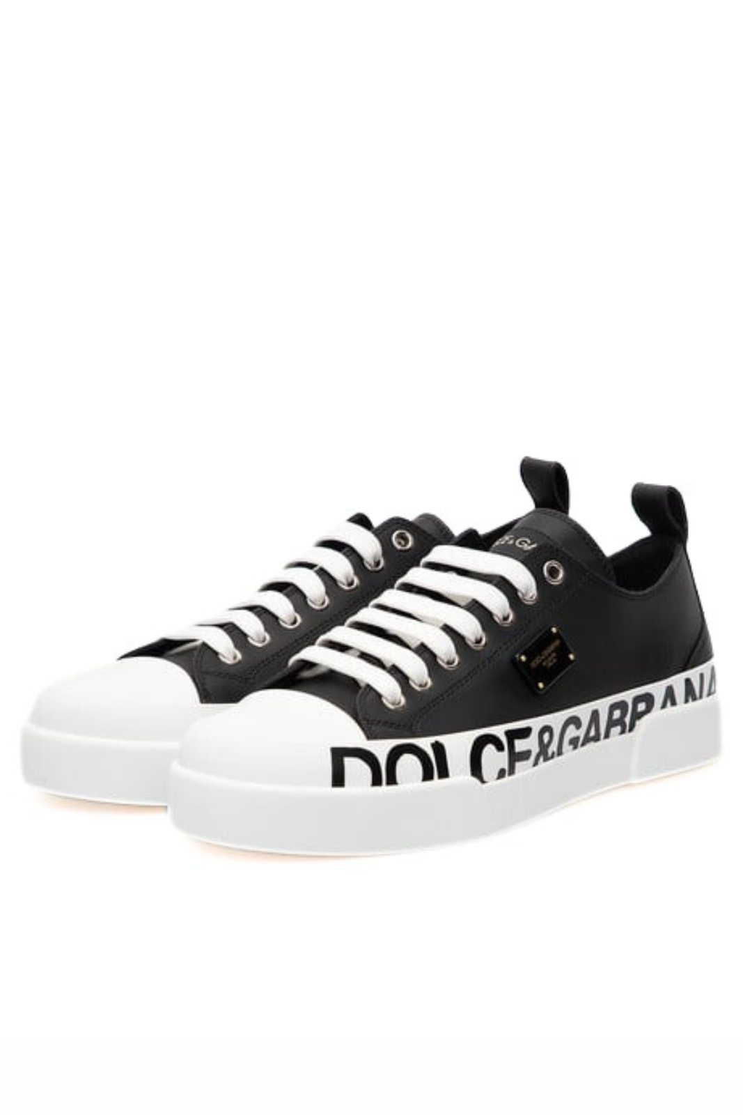 Dolce & Gabbana Portofino leather sneakers with logo Black White