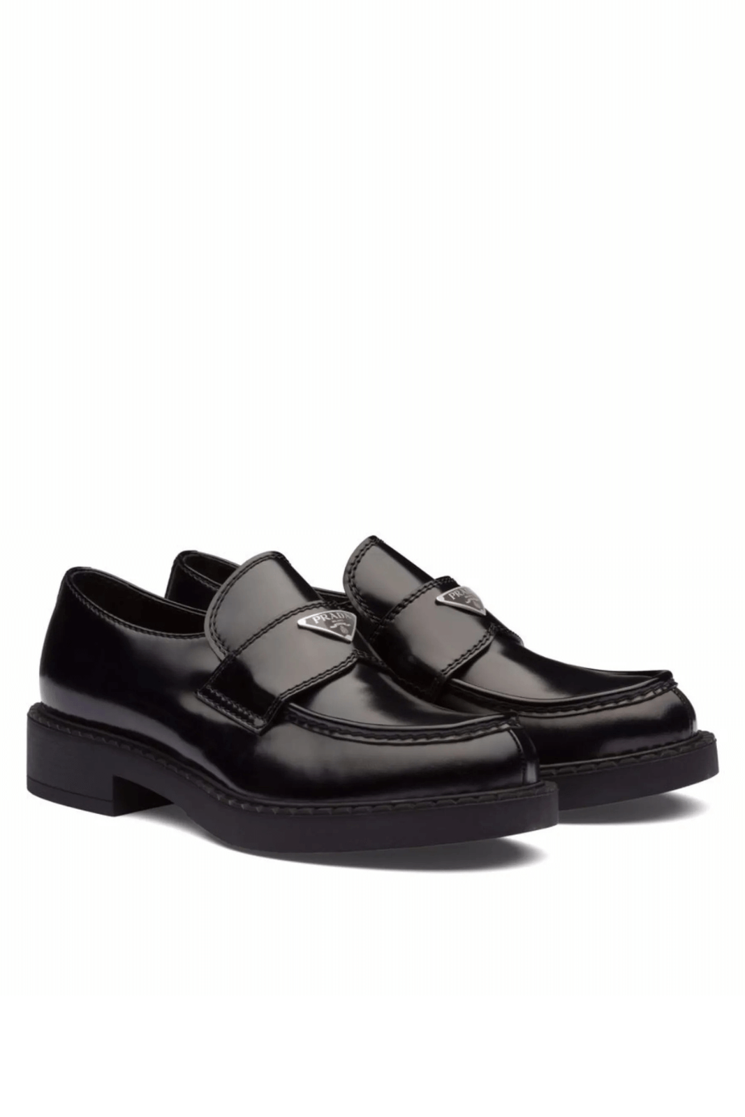 Prada Chocolate brushed leather loafers