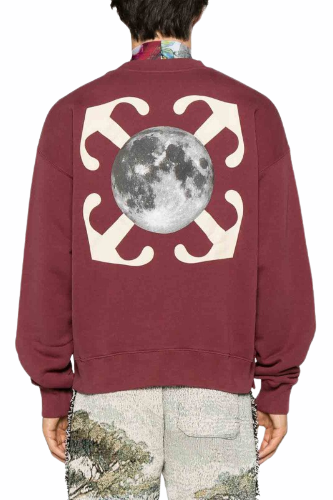 Off-White Pull Col Rond Rouge Brun