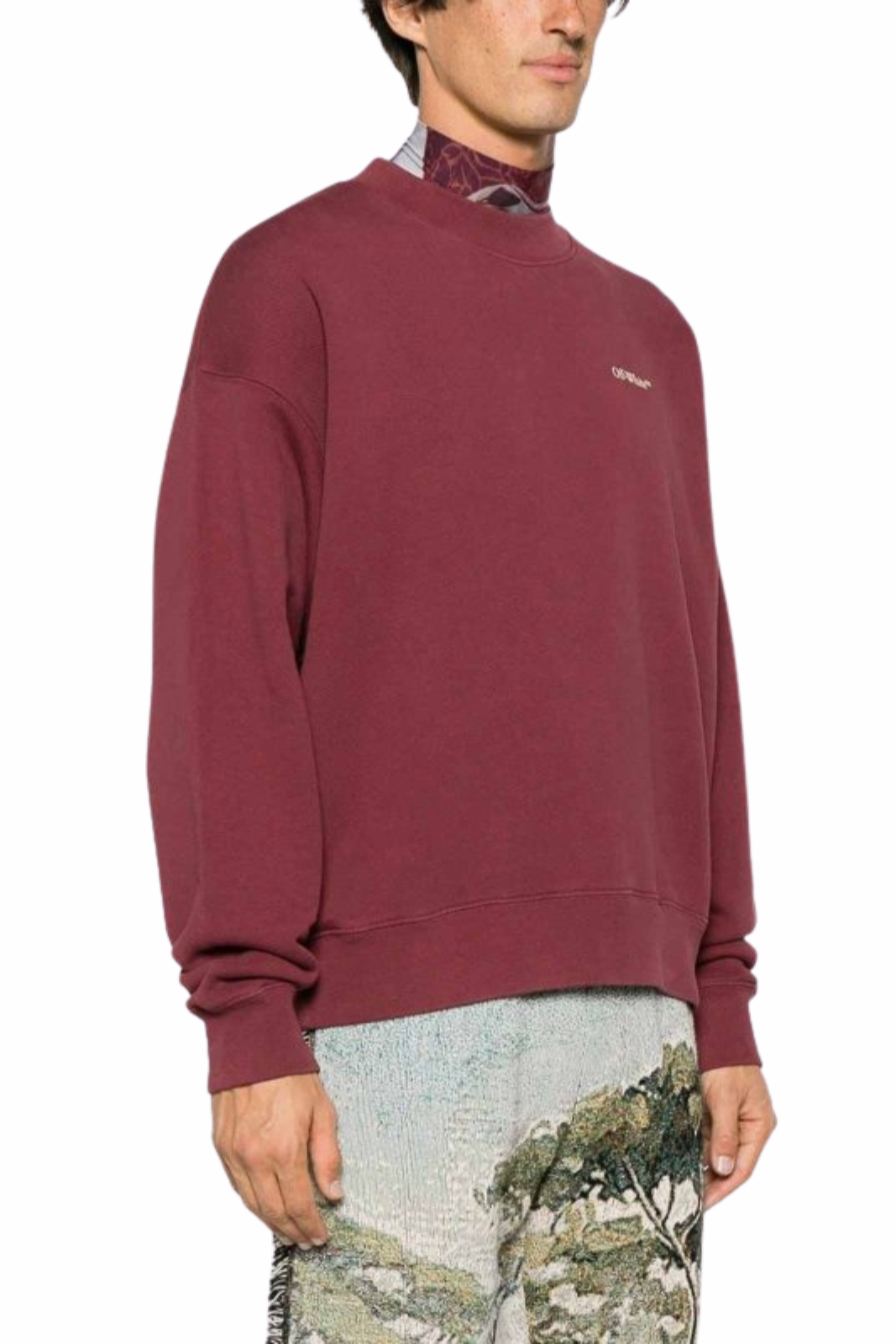 Off-White Pull Col Rond Rouge Brun