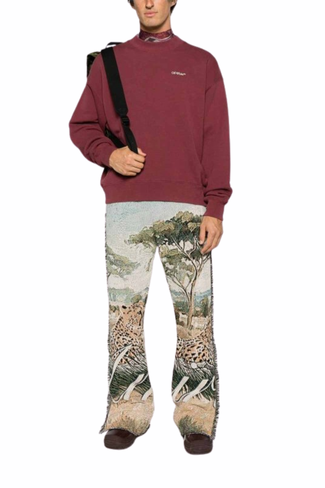 Off-White Pull Col Rond Rouge Brun