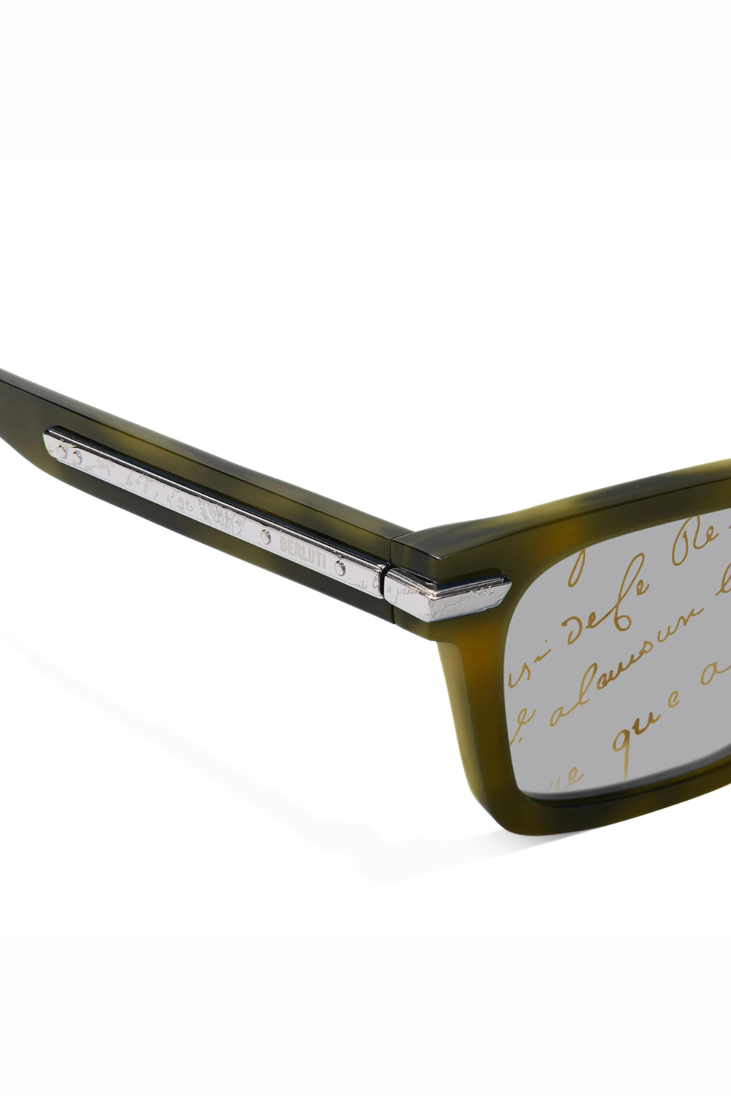 Berluti Radiant Acetate Man Khaki Scritto Gold Sunglasses