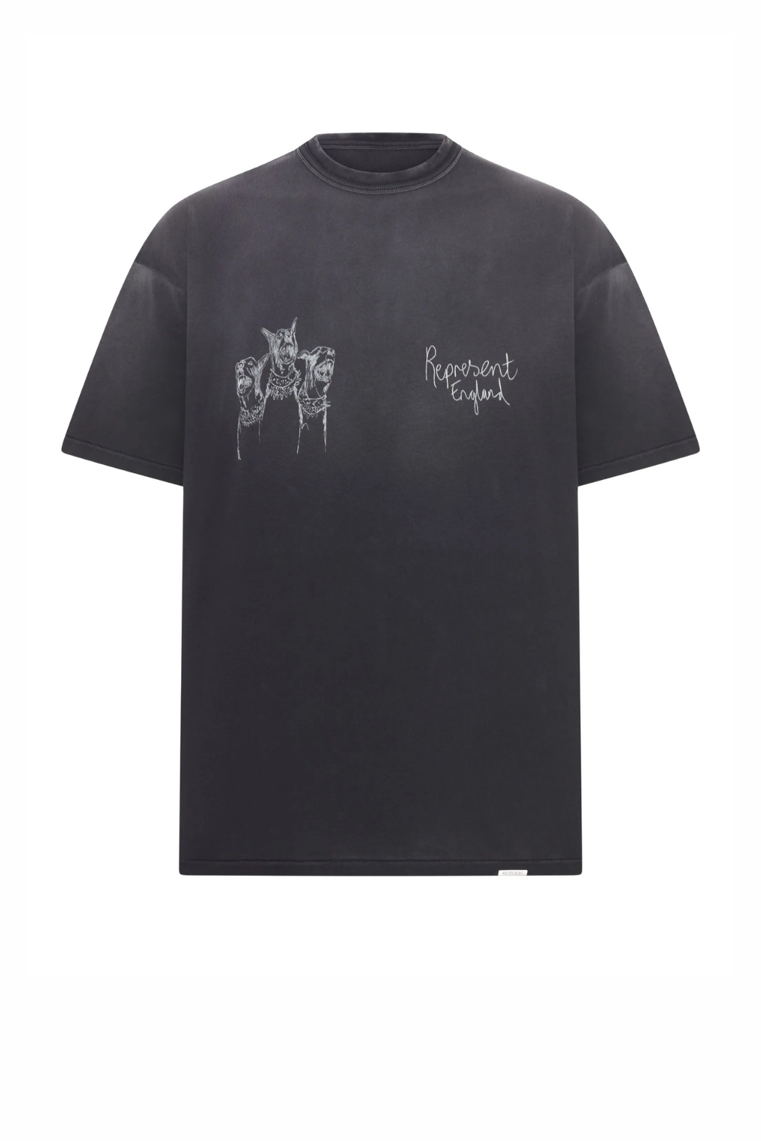 Represent hand drawn thoroughbred dogs crew-neck cotton T-shirt Black