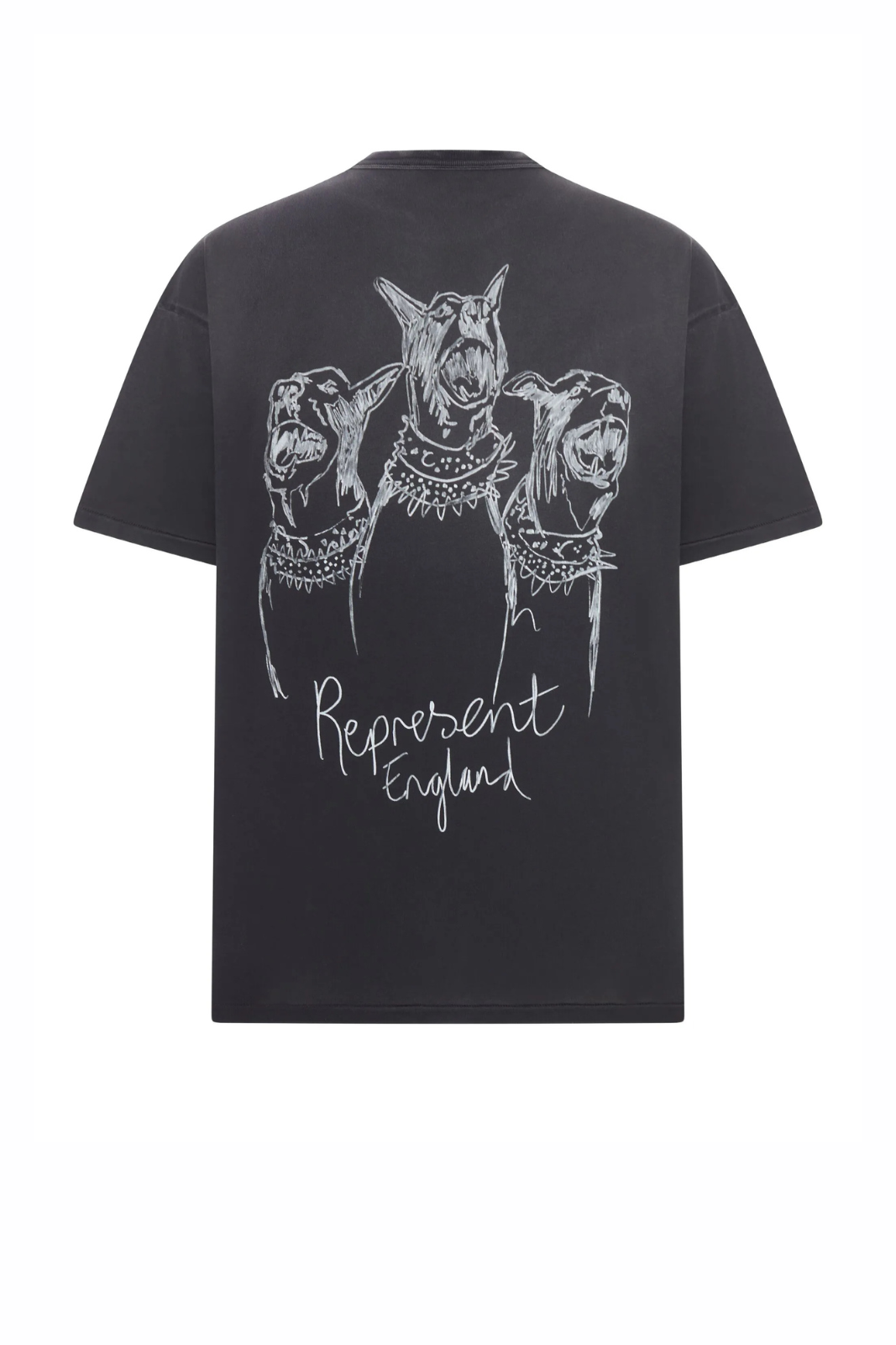 Represent hand drawn thoroughbred dogs crew-neck cotton T-shirt Black
