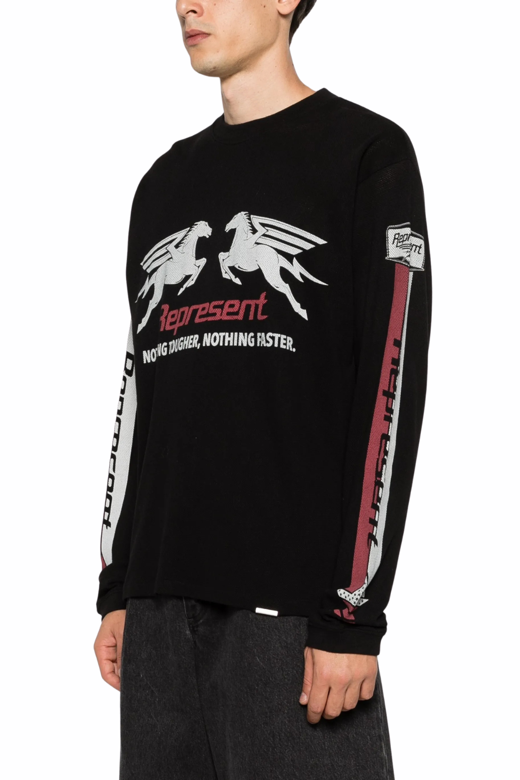 Represent Pegasus long-sleeve T-shirt Black White Red