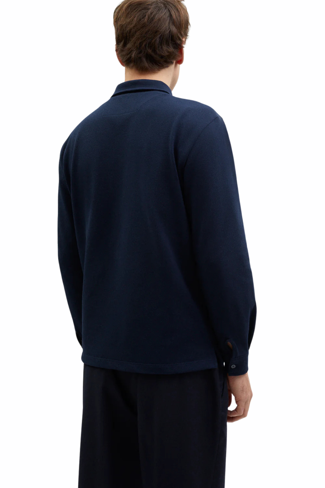 Rtknit The Organic Cotton Piqué Long Sleeve Polo dark blue