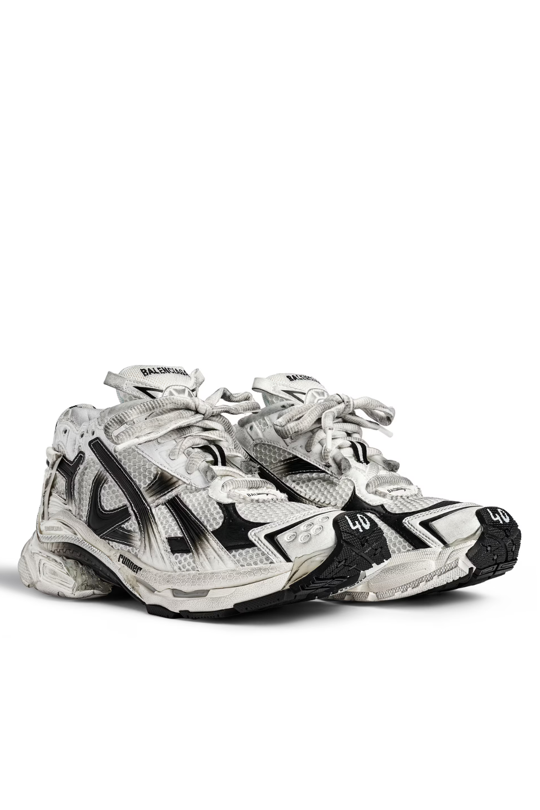 Balenciaga Men's Runner Gradient Trainers in White black