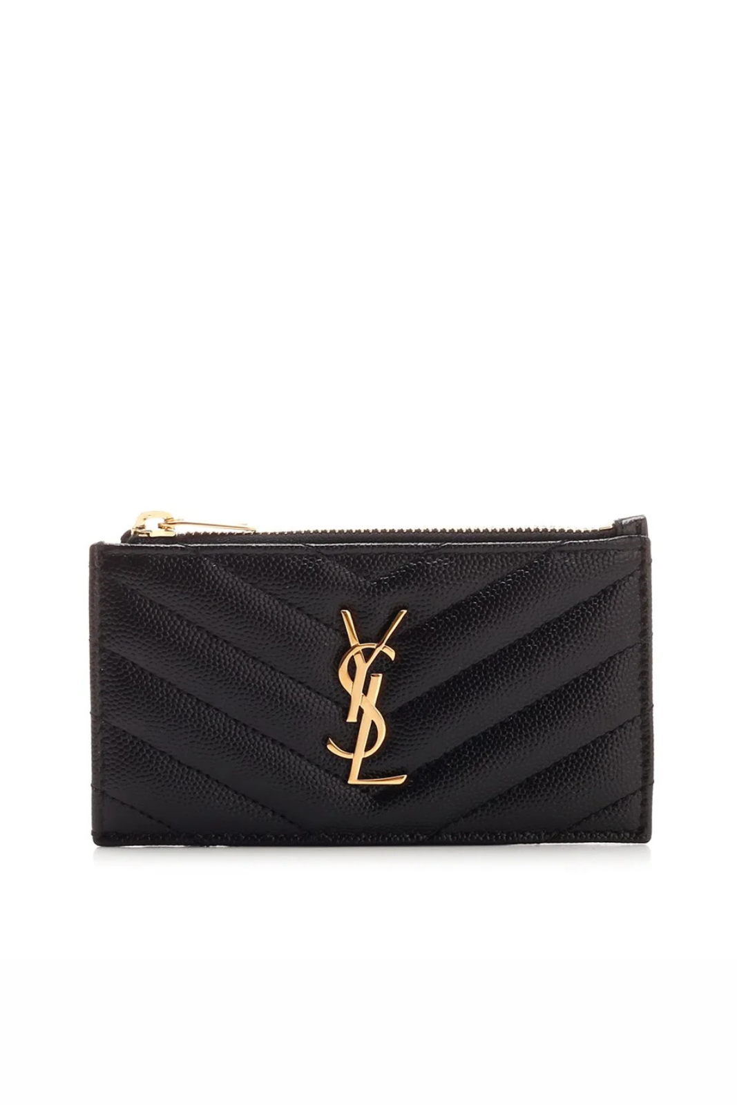 Saint Laurent Cassandre Matelassé Zipped Fragments Card Case Black