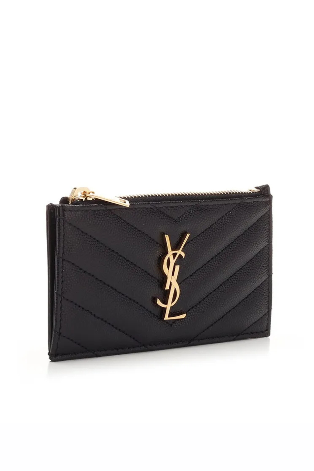 Saint Laurent Cassandre Matelassé Zipped Fragments Card Case Black