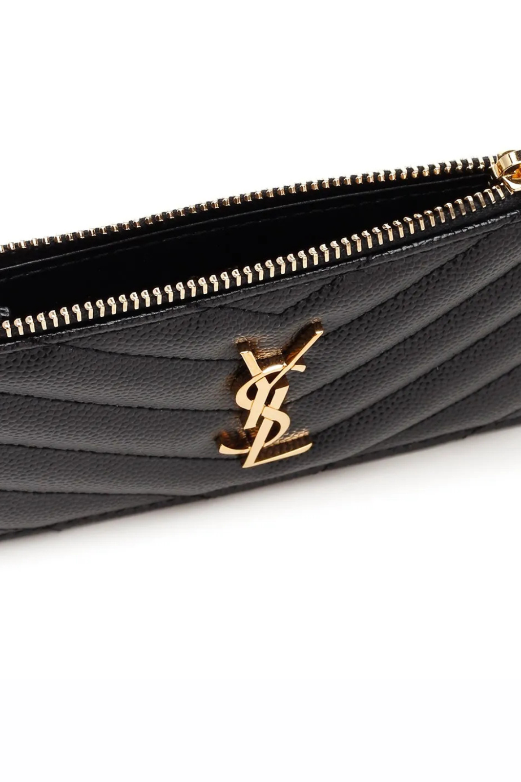 Saint Laurent Cassandre Matelassé Zipped Fragments Card Case Black
