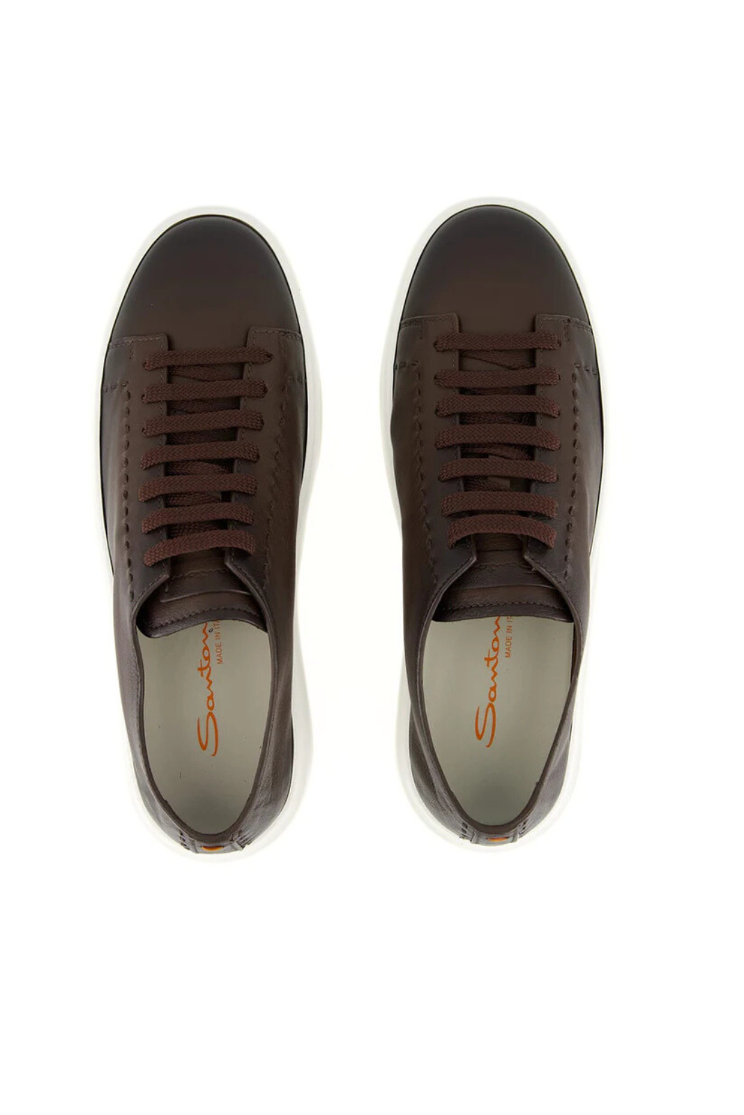 Santoni Brown Sneakers L-Top Clean Row Leather for men