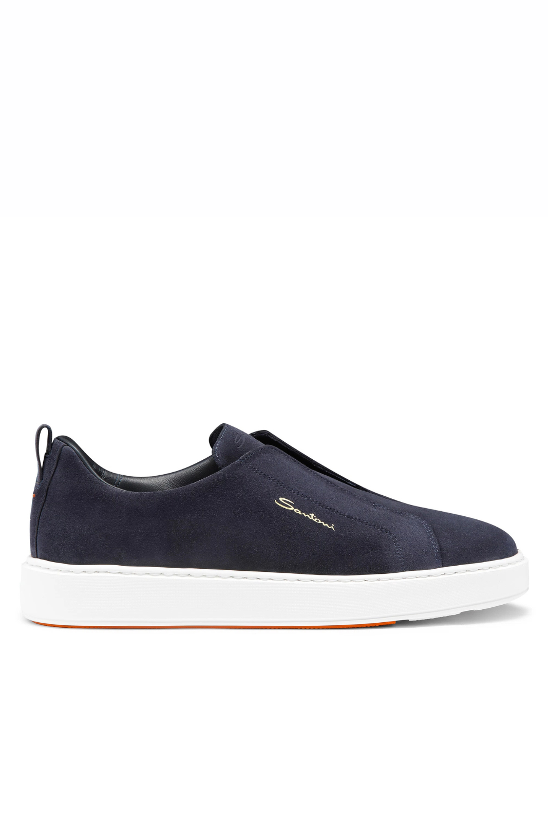 Santoni Men's blue suede slip-on sneaker