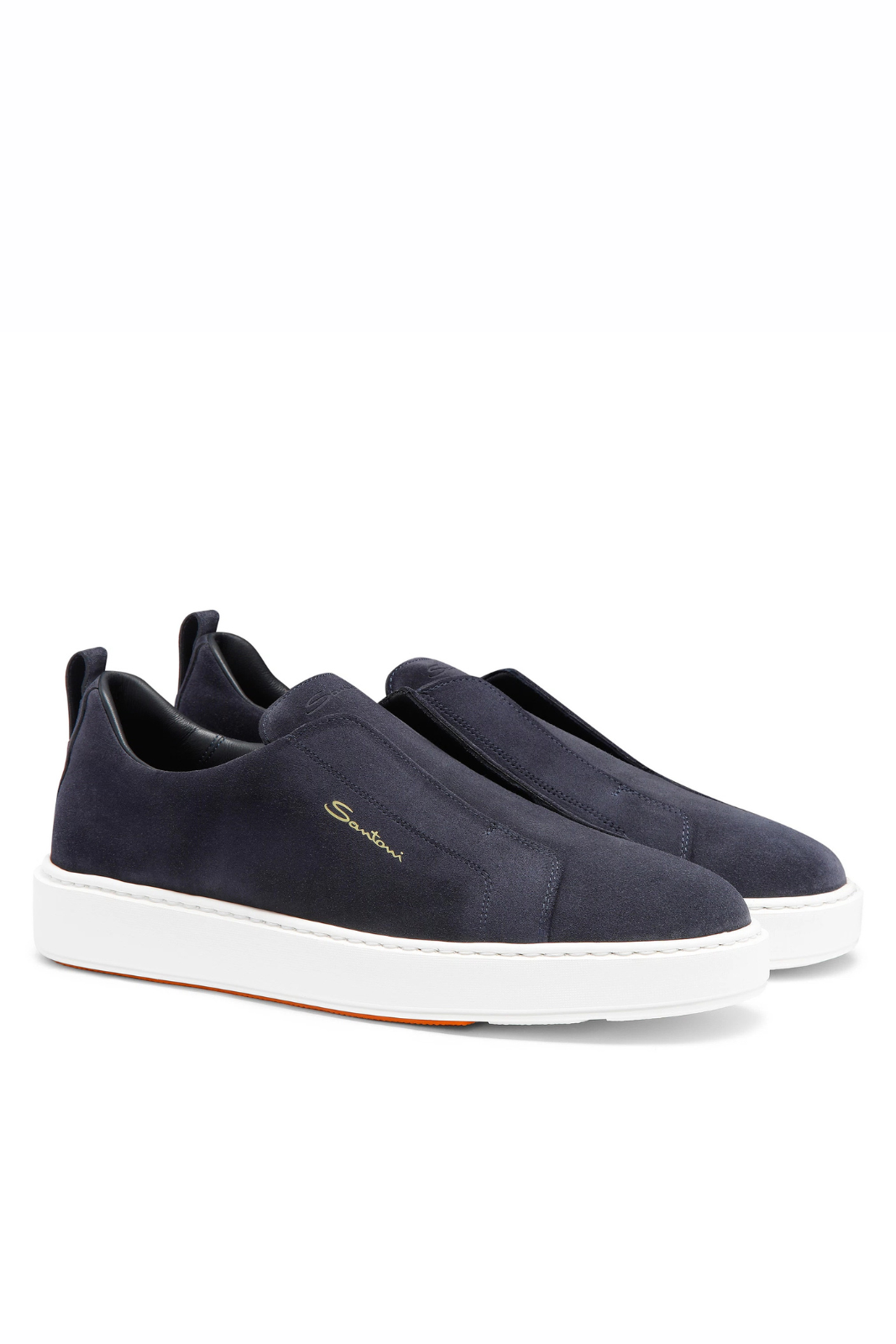 Santoni Men's blue suede slip-on sneaker