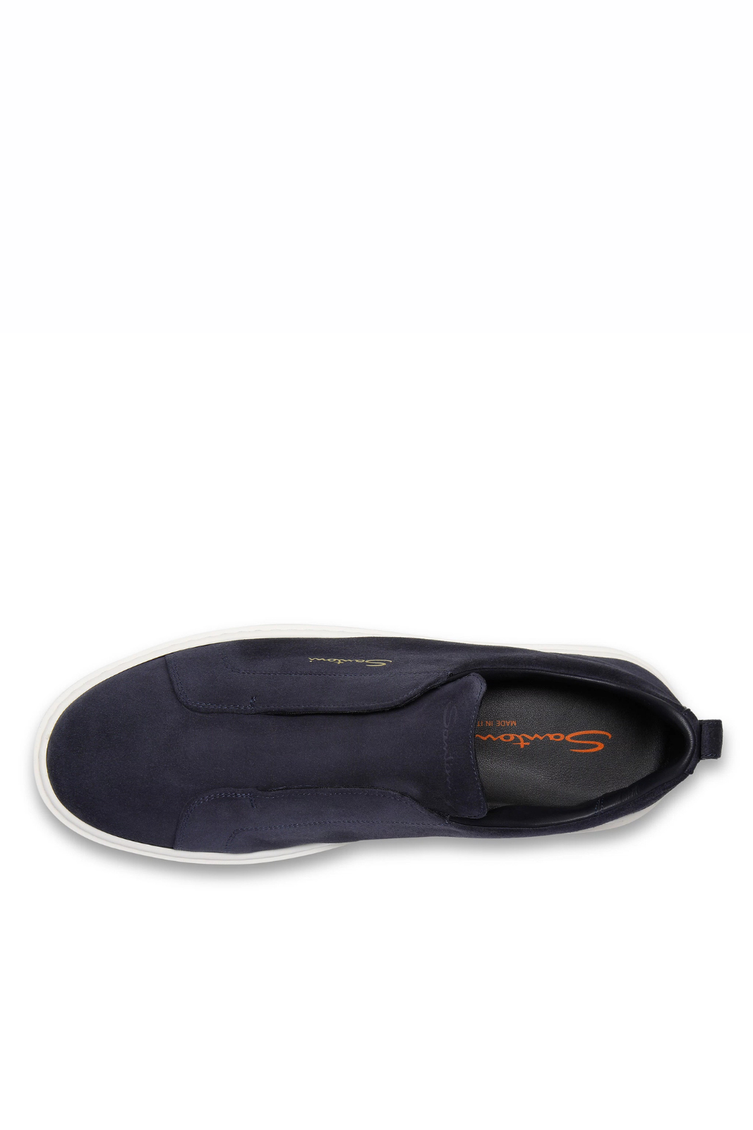 Santoni Men's blue suede slip-on sneaker