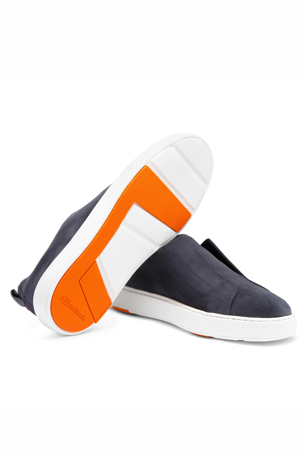 Santoni Men's blue suede slip-on sneaker