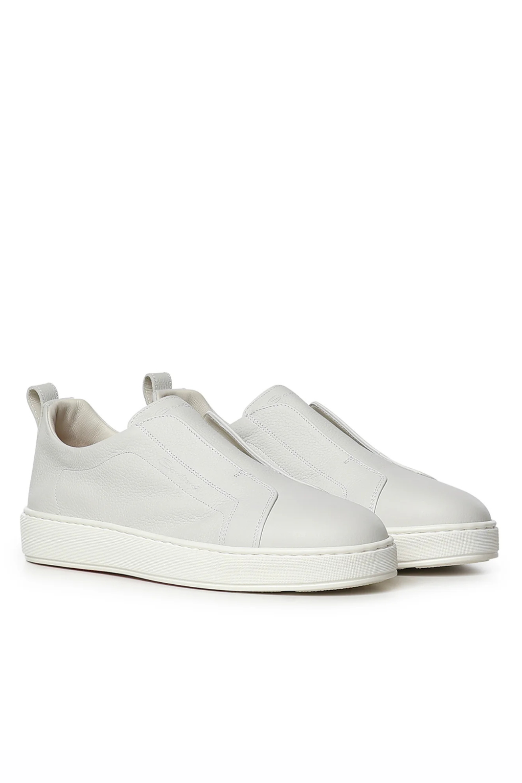 Santoni Men Leather slip-on sneakers White