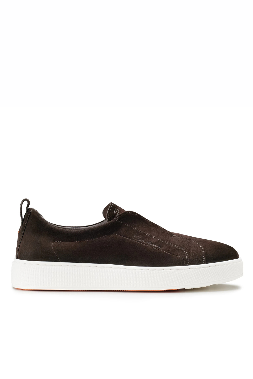 Santoni Men's slip-on suede sneakers in dark brown