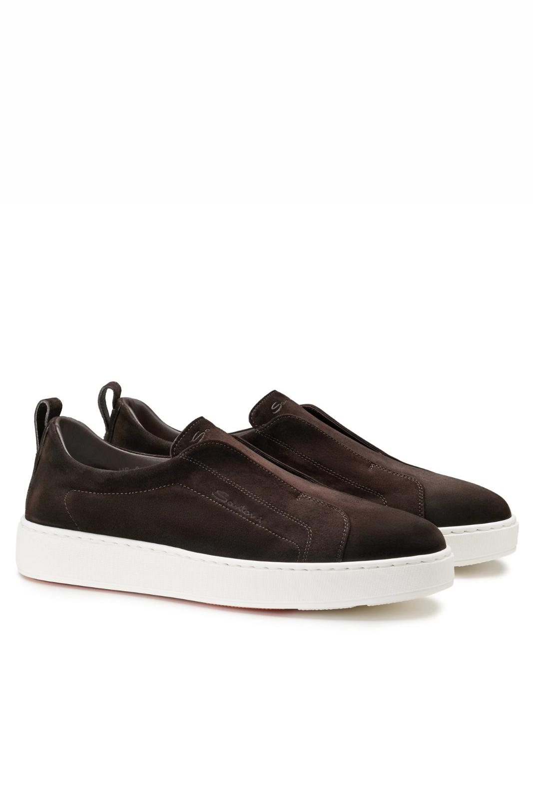 Santoni Men's slip-on suede sneakers in dark brown