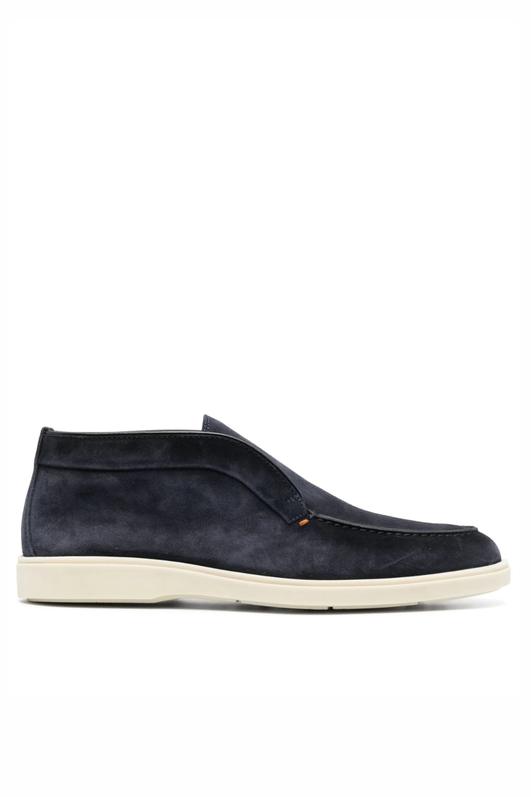 Santoni tonal-stitching leather Navy Blue loafers
