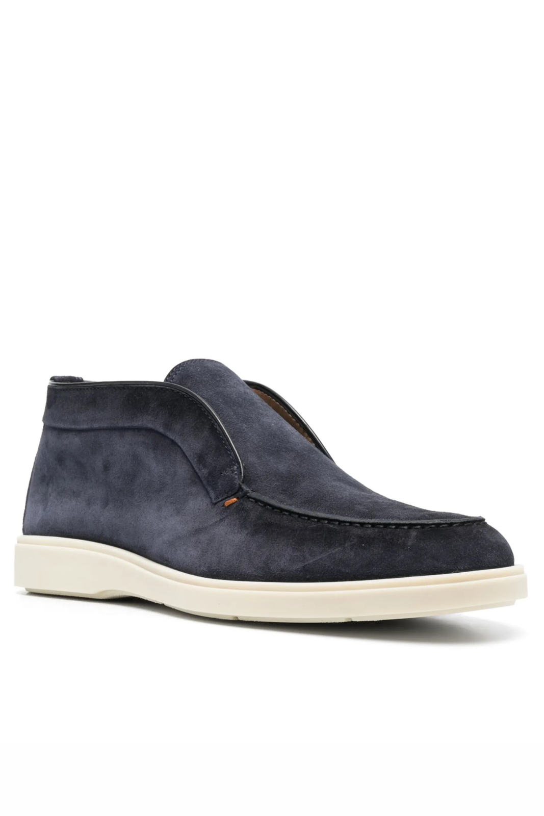 Santoni tonal-stitching leather Navy Blue loafers