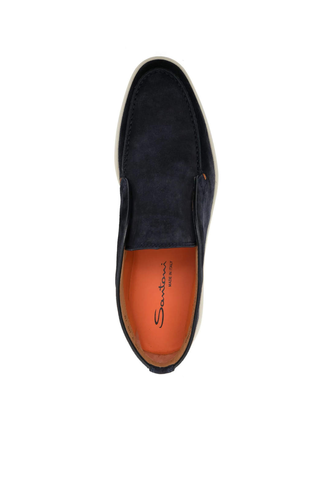 Santoni tonal-stitching leather Navy Blue loafers