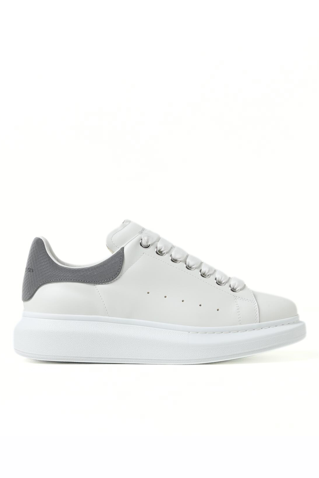 Alexander McQueen Oversized Reflective Counter Leather Low-Top Sneakers Grey