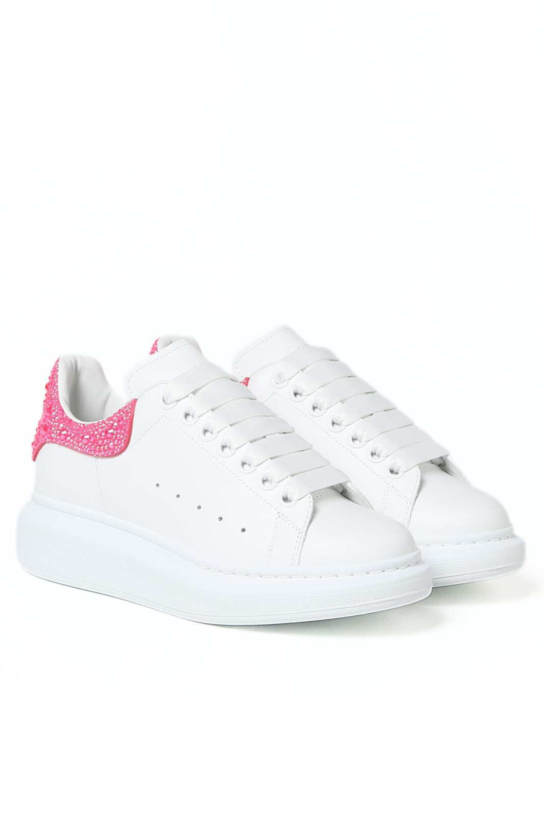 Alexander McQueen Larry sneakers in leather with rhinestones White Pink