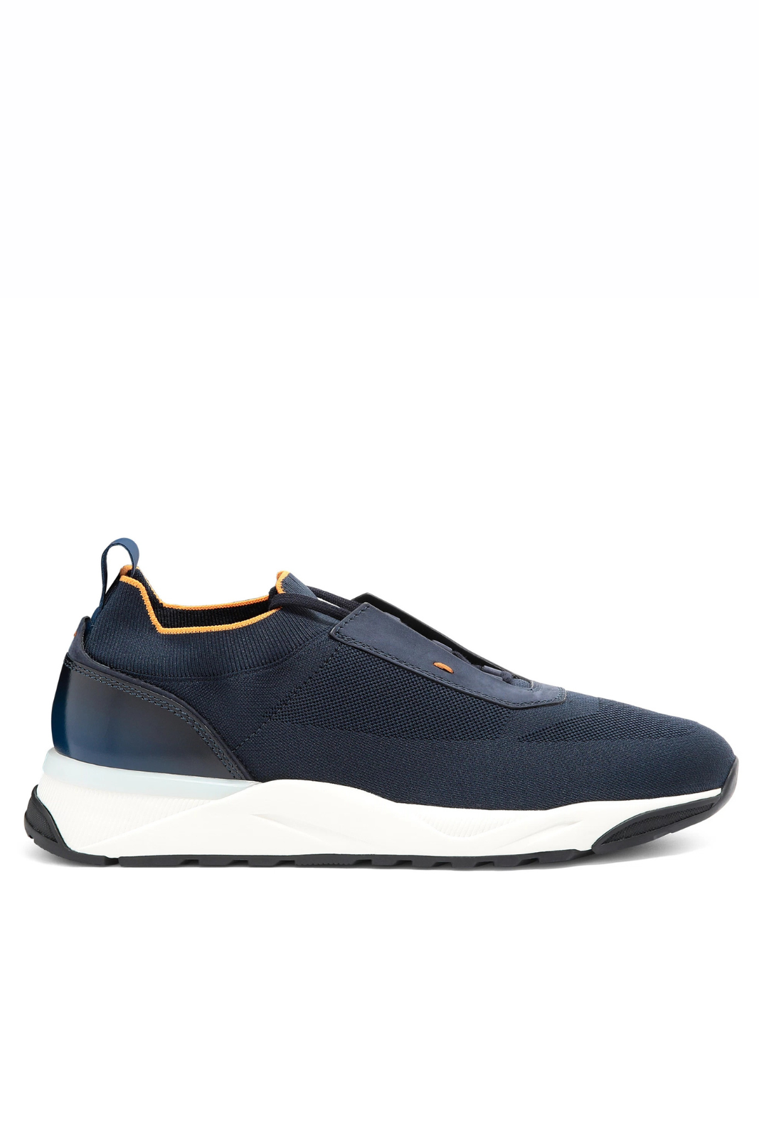 Santoni Men's blue stretch fabric sneakers