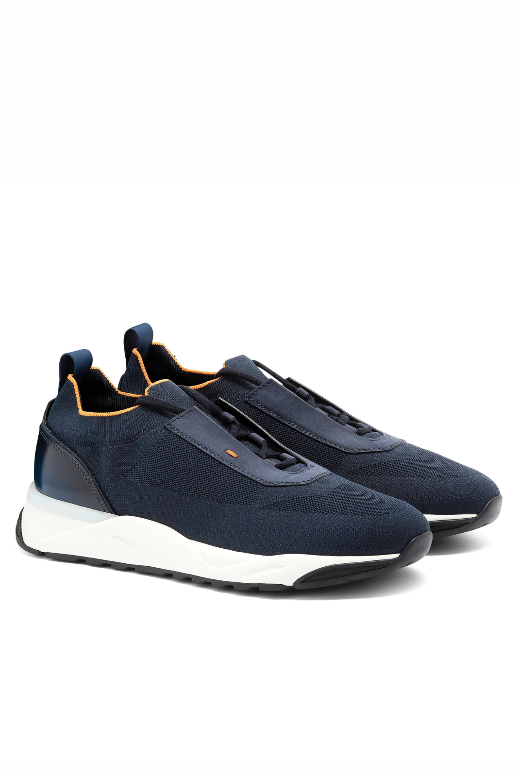 Santoni Men's blue stretch fabric sneakers