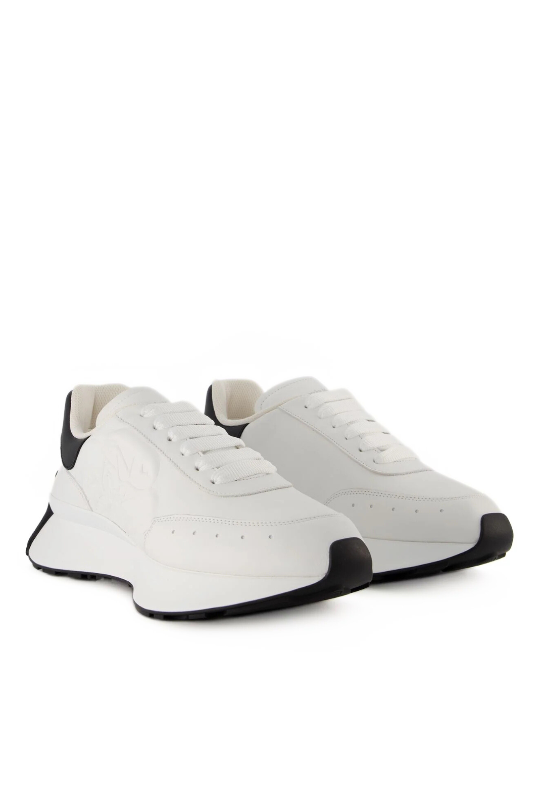 Alexander McQueen Sprint Runner Oversized Sneakers White Black Leather woman