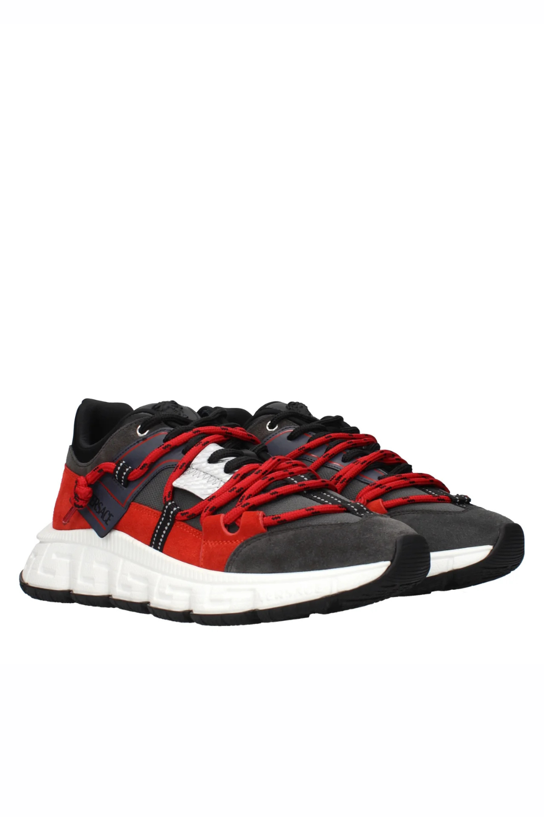 Versace Trigreca Men's Sueed Sneakers Grey Coral