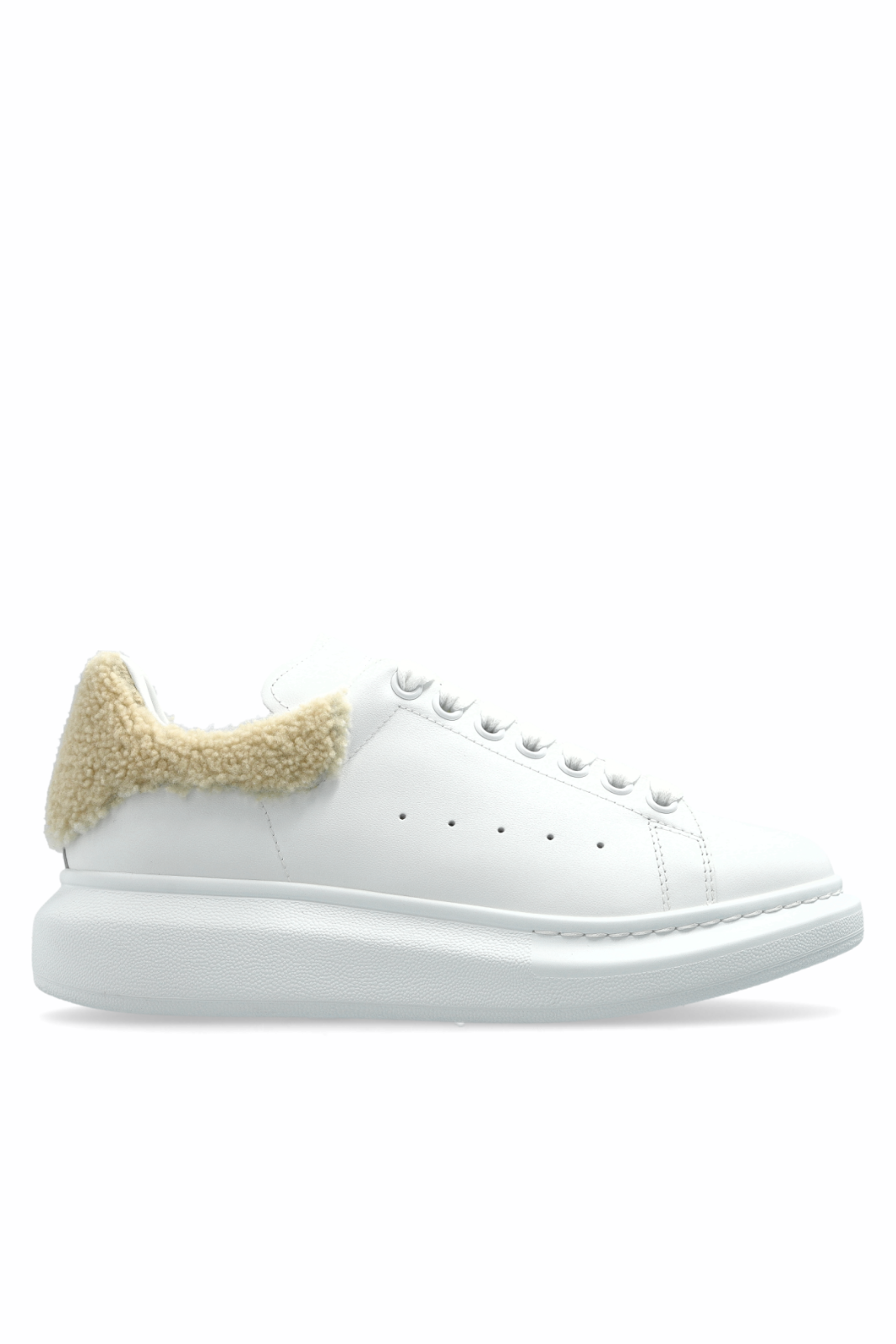 Alexander McQueen Oversized leather furry heel tab White sneakers