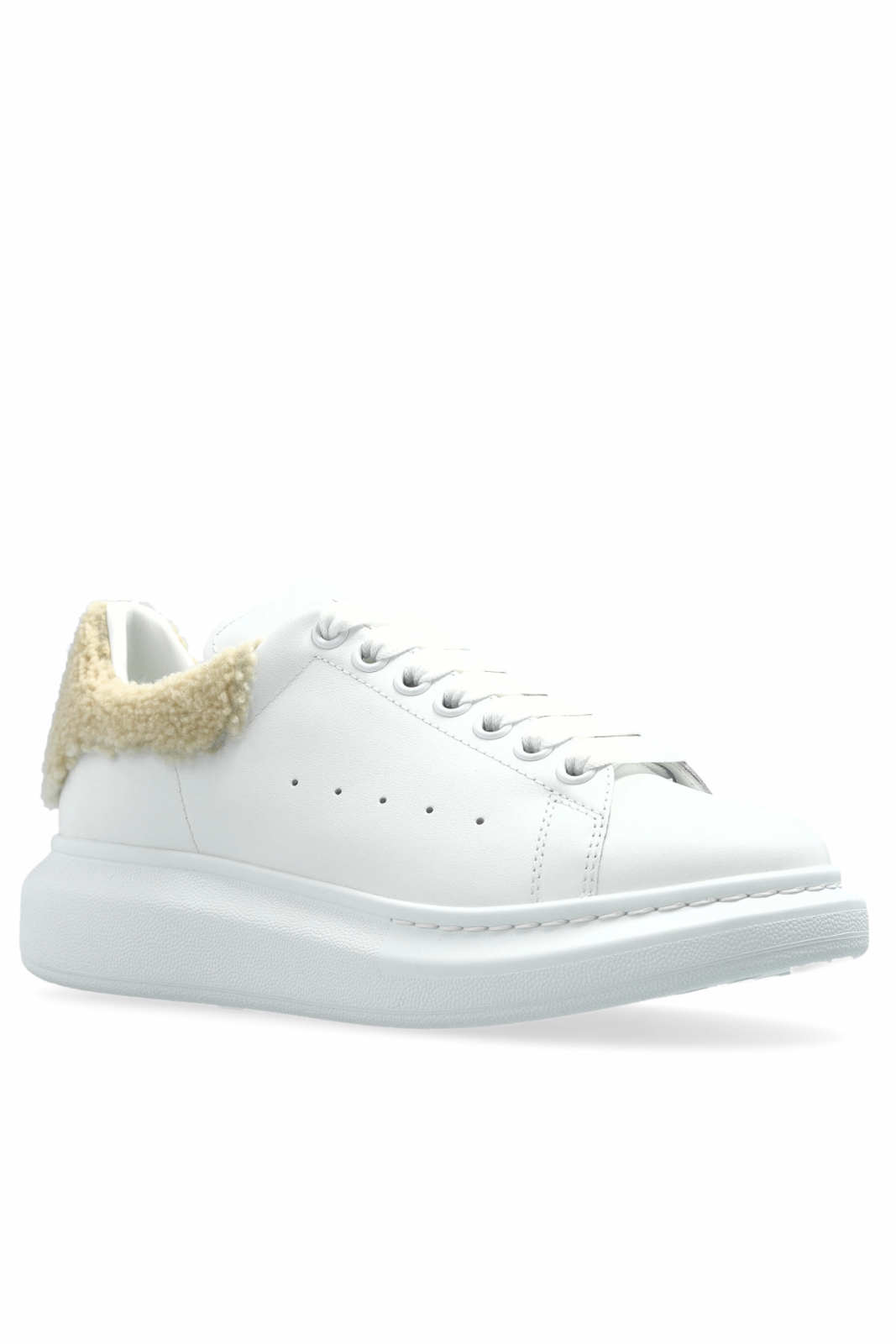Alexander McQueen Oversized leather furry heel tab White sneakers