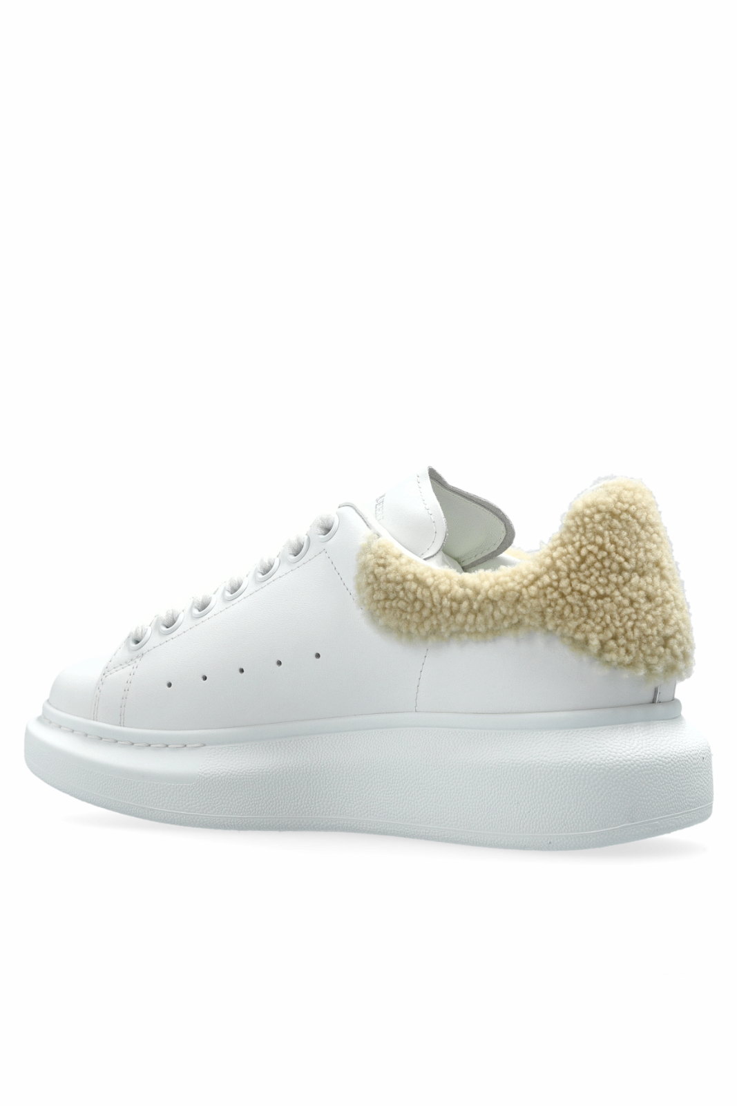 Alexander McQueen Oversized leather furry heel tab White sneakers