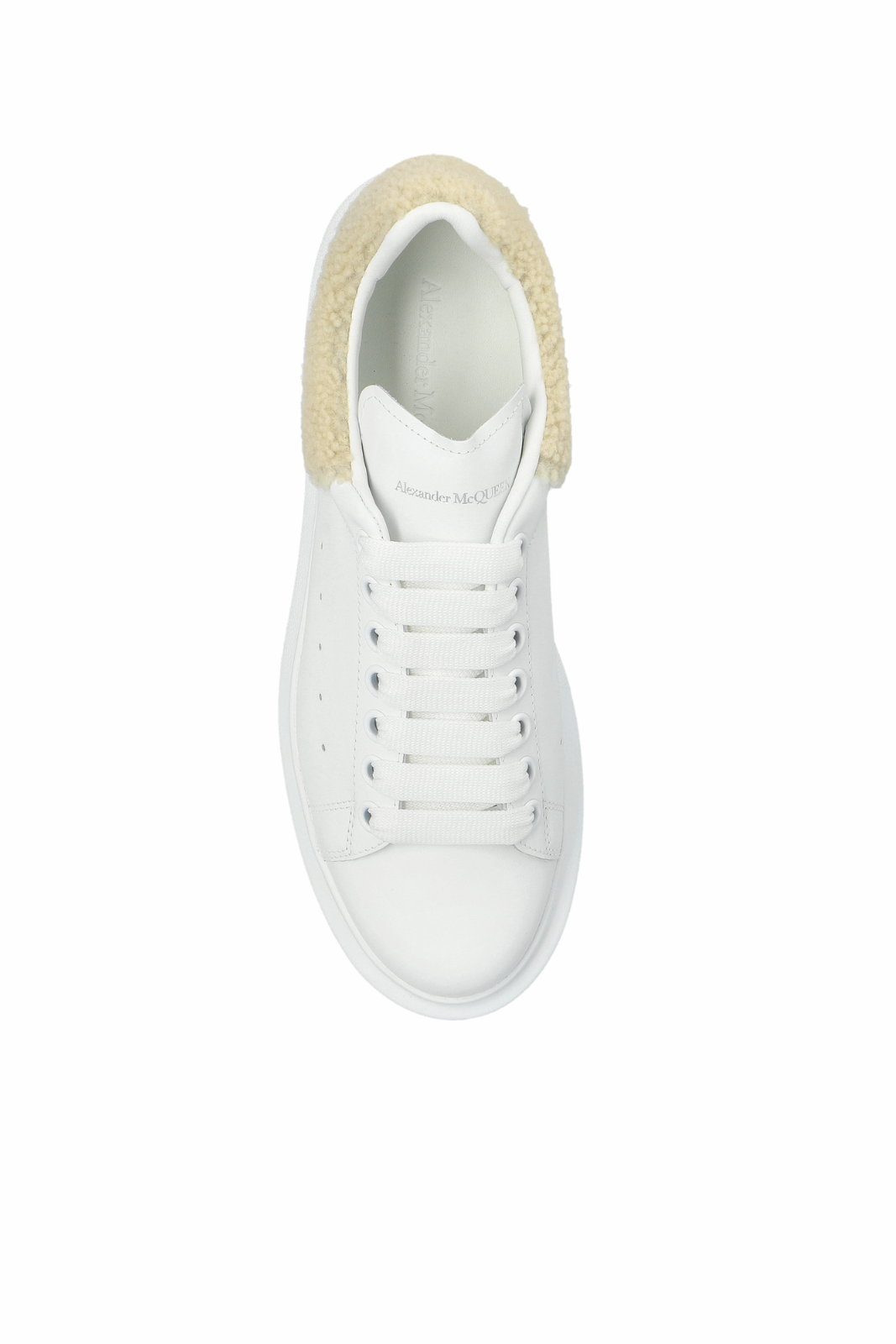 Alexander McQueen Oversized leather furry heel tab White sneakers